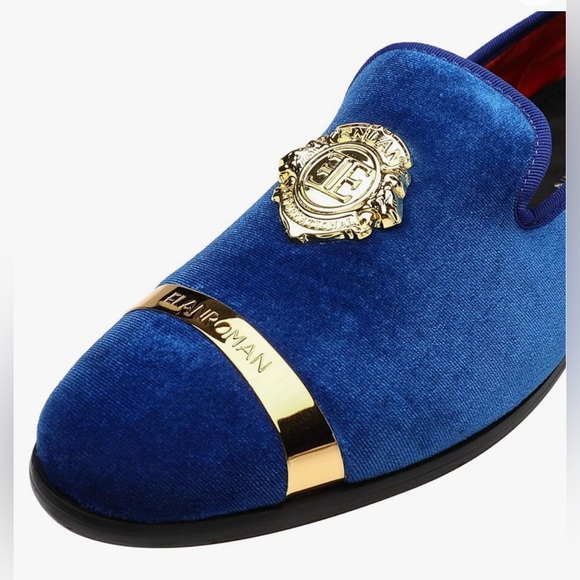 ELANROMAN Men's Velvet Loafers Fashion Wedding Party Prom Shoes - Picture 4 of 14
